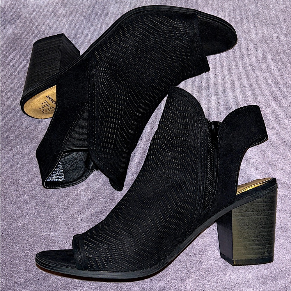 TIME and TRU Suede Peep-Toe Heeled Boots - Picture 6 of 14